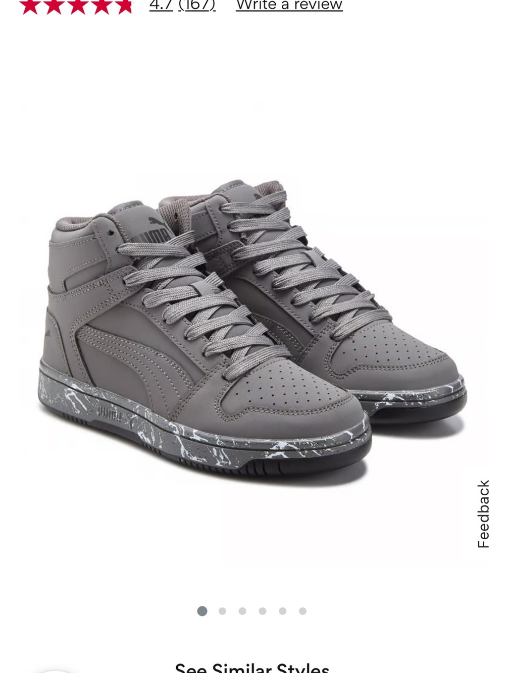 Puma kid’s Mid-Top Sneakers in Grey/Lime with Marbled Midsole